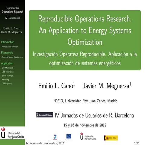 Reproducible Operations Research. An Application to Energy Systems Optimization
