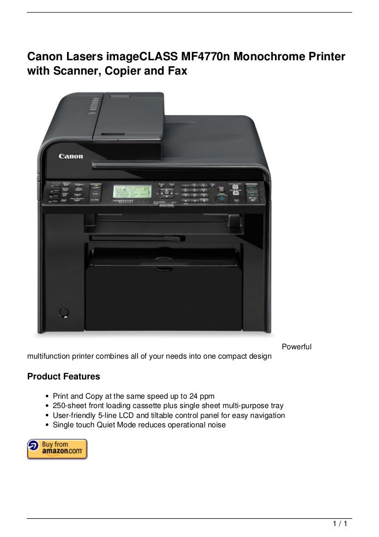 Canon Lasers imageCLASS MF4770n Monochrome Printer with Scanner, Copi…