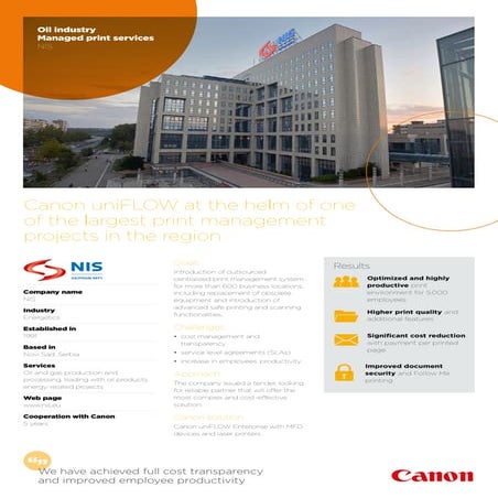 Oil industry managed print sevices - (NIS case study) - Canon CEE