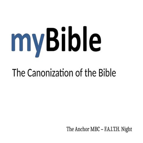 The Bible: The Canon of Scripture | PPT
