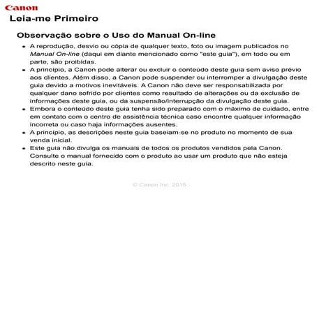 Canon : manuais pixma:maxify : leia me primeiro