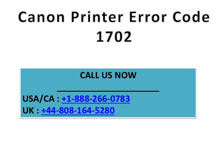 Canon printer error code 1702