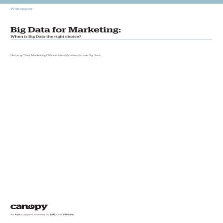Big Data for Marketing: When is Big Data the right choice?