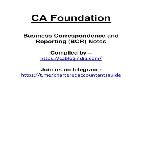 CA NOTES ON BUSINESS CORRESPONDENCE AND REPORTING | PDF