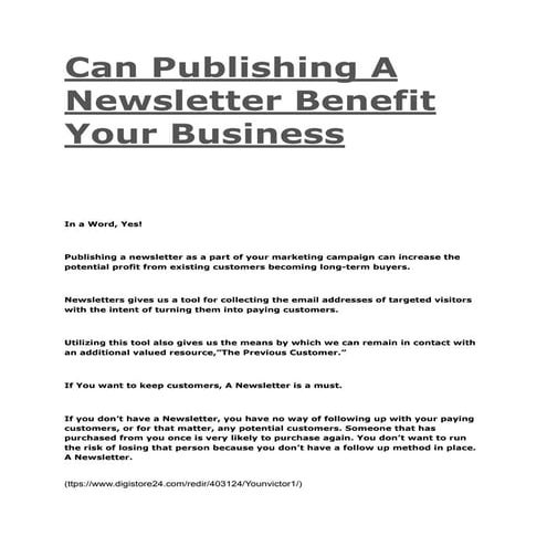 Can publishing a newsletter benefit your business