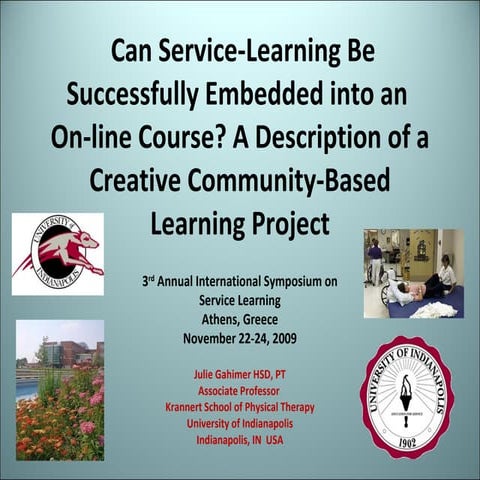 Can Service Learning Be Successfully Embedded Into An Nov 16 2009 Green  Final Draft 3pm