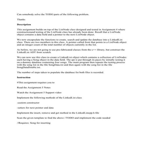 Can somebody solve the TODO parts of the following problem- Thanks   D.pdf