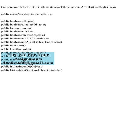Can someone help with the implementation of these generic ArrayList .pdf image.