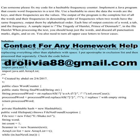 Can someone please fix my code for a hashtable frequencey counter I.pdf