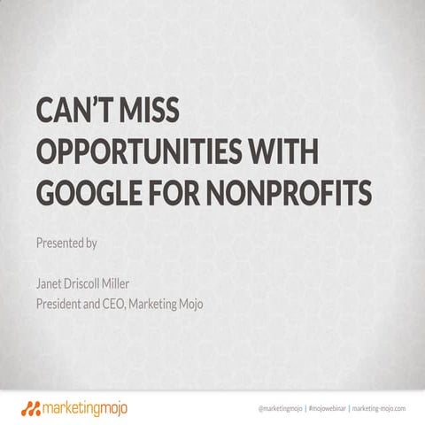 Can't Miss Opportunities with Google for Nonprofits