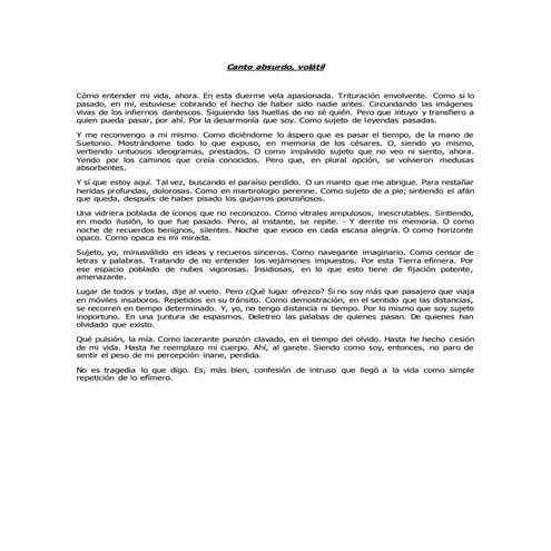 Canto absurdo, volátil