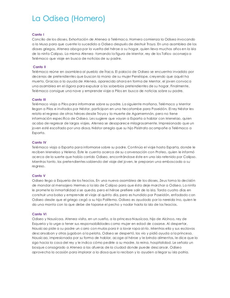 Resumen Del Libro La Odisea