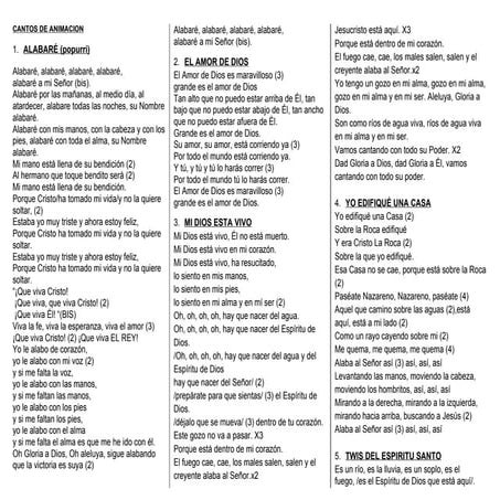 CANTOS DE ALABANZAS PROPIAS DE IGLESIA CATÓLICA PARA JORNADAS O ACTIVIDADES D...