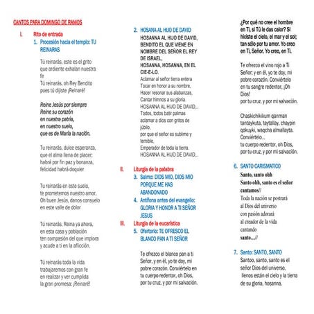 Esquema De Cantos Para Hora Santa