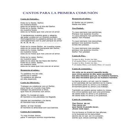 Cantos primera comunión