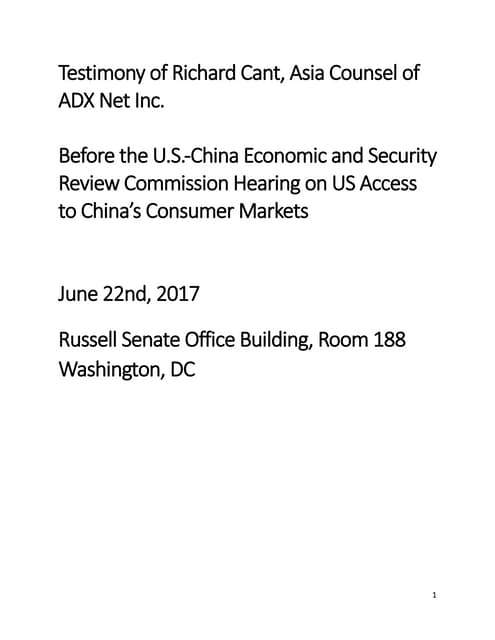 US Access to China's Consumer Markets