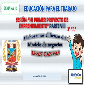 Canva sesion de aprendizaje de lean Canva