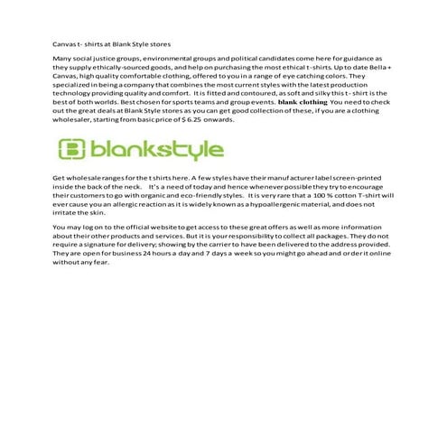 Canvas t- shirts at Blank Style stores