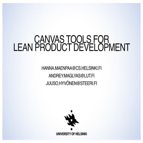 Canvas tools for lean product development