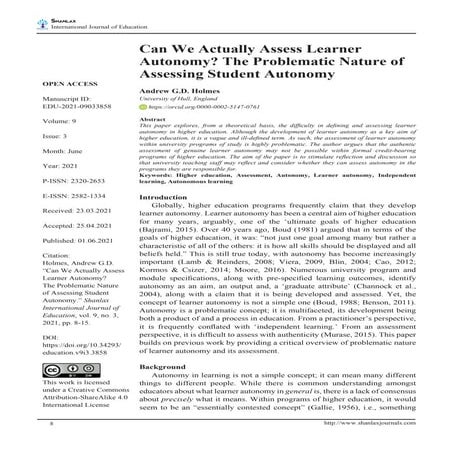 Can we actually assess learner autonomy?