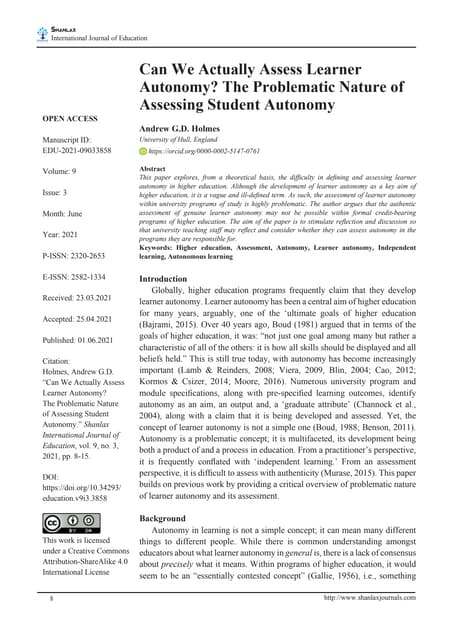 Student autonomy | PDF