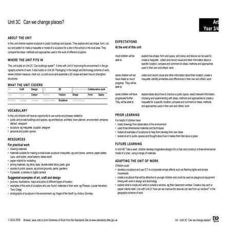 Can We Change Places Scheme Of Work-Year 3 And Year 4