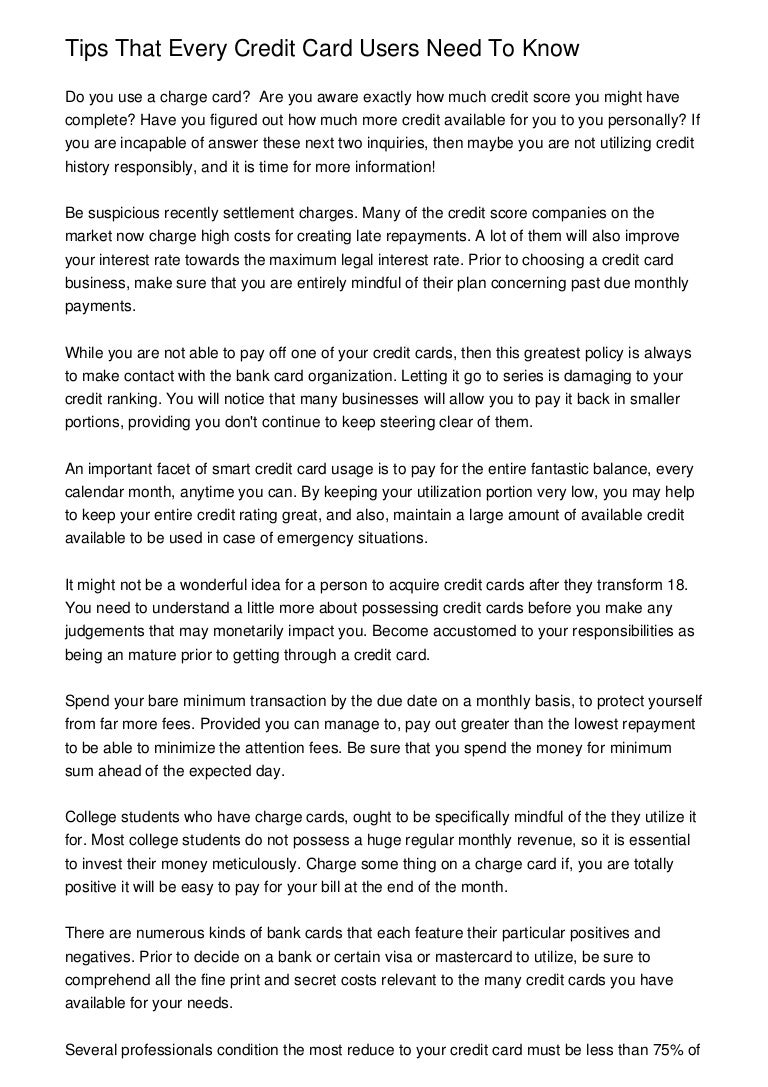 Tips That Every Credit Card Users Need To Know