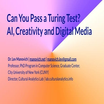 Can you pass a Turing test? AI, Creativity and the Arts 