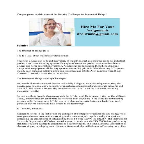 Can you please explain some of the Security Challenges for Internet of.docx