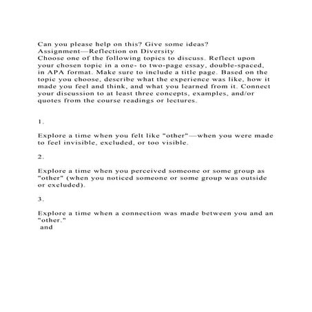 Can you please help on this Give some ideasAssignment—Reflecti.docx