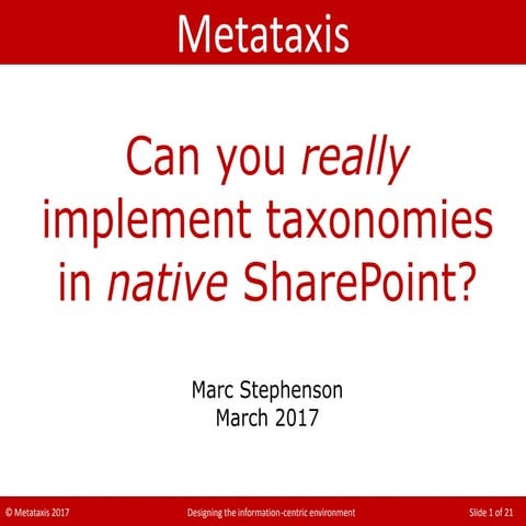 Can you really implement taxonomies in native SharePoint?