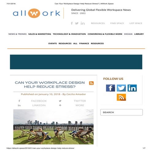 Can your workplace design help reduce stress