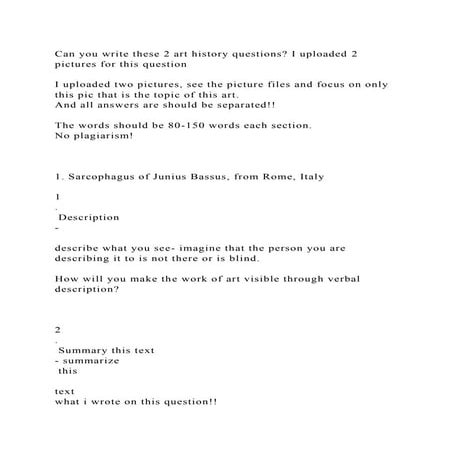 Can you write these 2 art history questions I uploaded 2 pictures f.docx