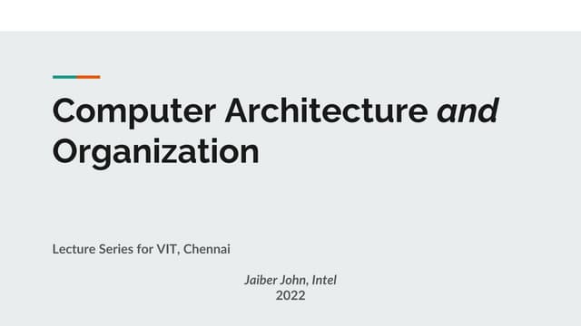Computer Architecture and Organization
