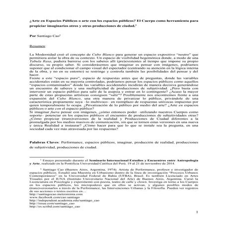 Arte En Espacios Públicos O Arte Con Los Espacios Públicos Pdf