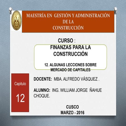 Cap. 12 LECCIONES SOBRE MERCADO DE CAPITALES | PPTX