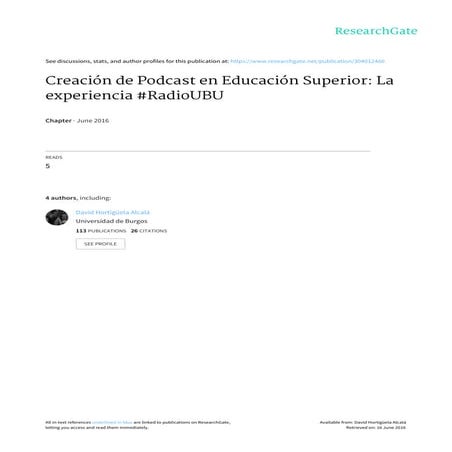 Creación de Podcast en Educación Superior: La experiencia #RadioUBU