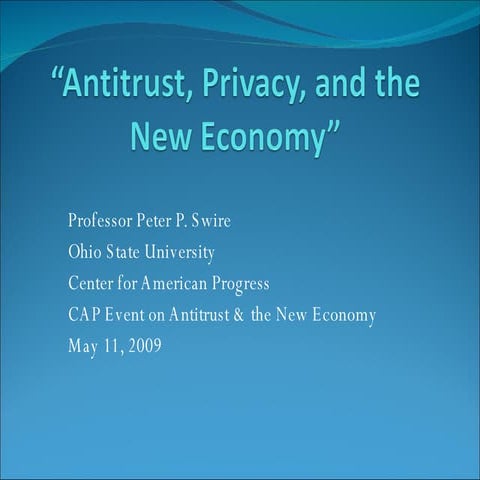 Antitrust, Privacy, and the New Economy