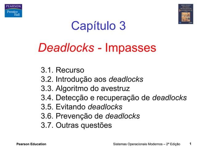 Sistemas Operacionais Modernos Capítulo 3 Deadlock