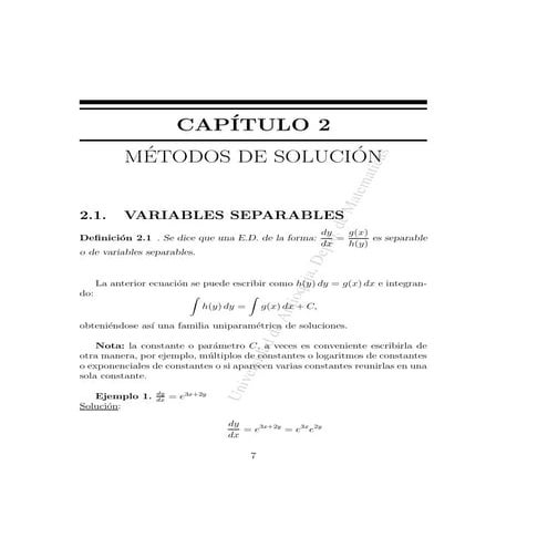 Ecuaciones diferenciales - Métodos de Solución