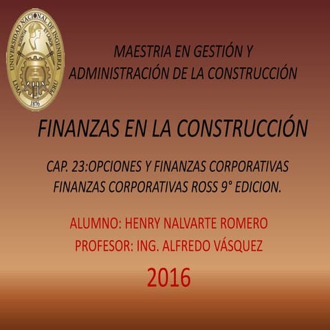 Cap 23 opciones y finanzas corporativas