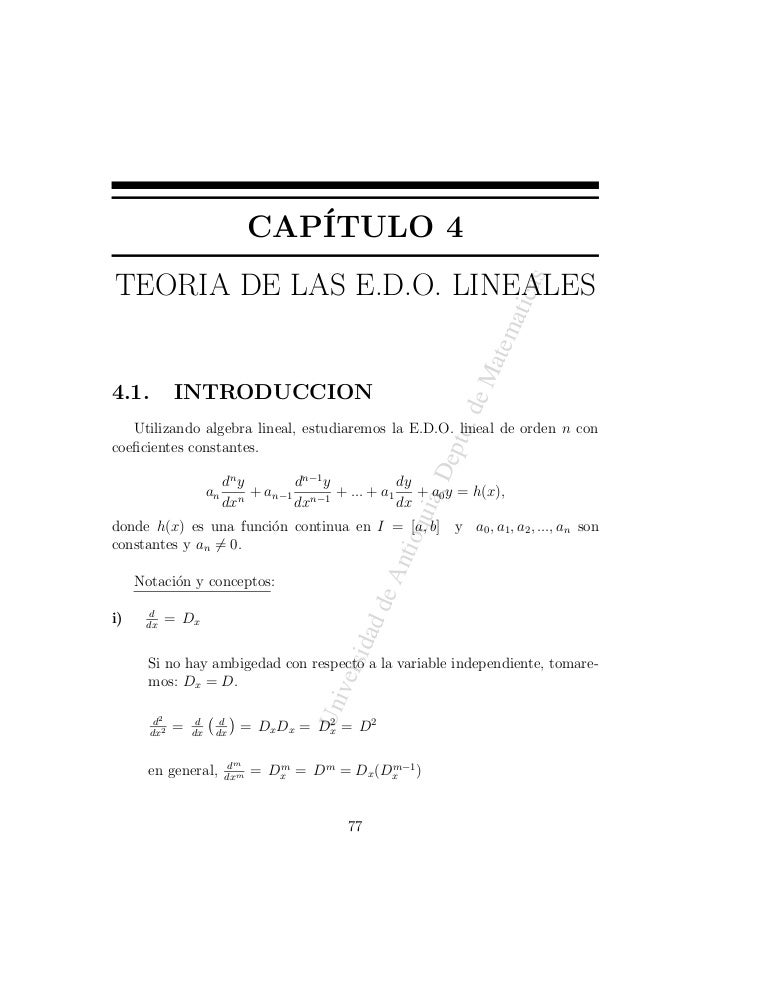 Ecuaciones Diferenciales Teoria De Ecuaciones Diferenciales No Line