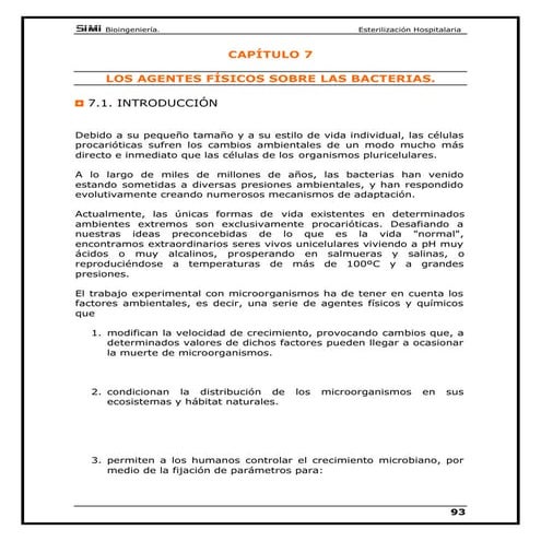 Capítulo 7.  Los Agentes Físicos sobre las Bacterias