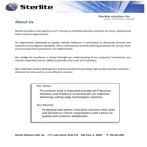 Sterlite Software IT Services and Offerings