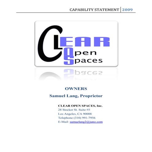 Capability statement - Clear Open Spaces inc