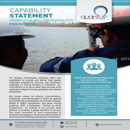 QCI's Capability Statement - Hydrology and Hydrogeology Engineering | PDF