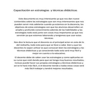 Capacitación en estrategias  y técn...
