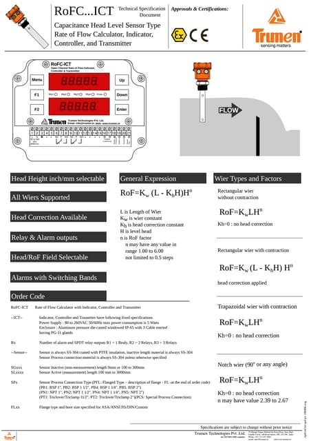 Vibrating Fork Level Switch | Trumen Technologies Pvt Ltd | PDF