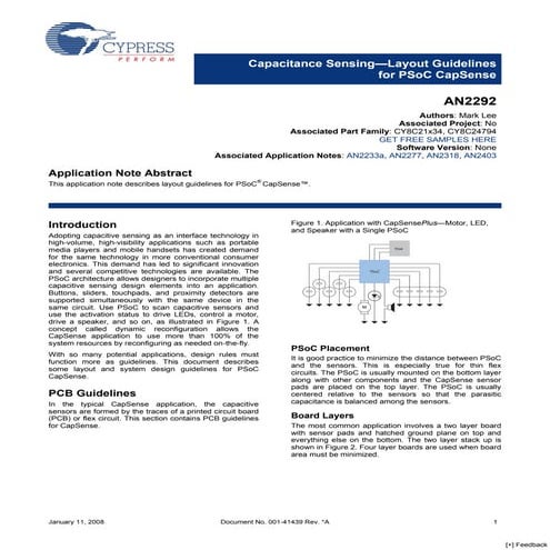 Capacitance Sensing - Layout Guidelines for PSoC CapSense