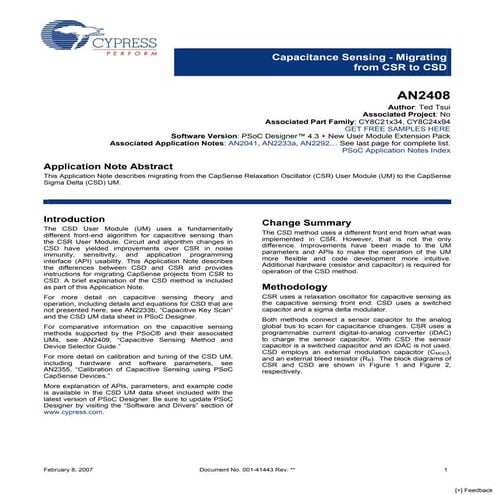 CapSense Device and Method Selection Guide | PDF